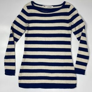 Athleta Backcountry Blue & Ivory Striped 100% Cashmere Sweater Women's XS